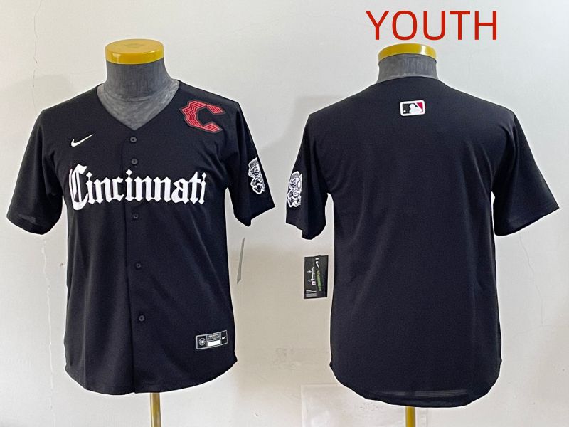 Youth 2025 Cincinnati Reds Blank Black Five generations Joint Name Nike MLB Jersey style 2->youth mlb jersey->Youth Jersey